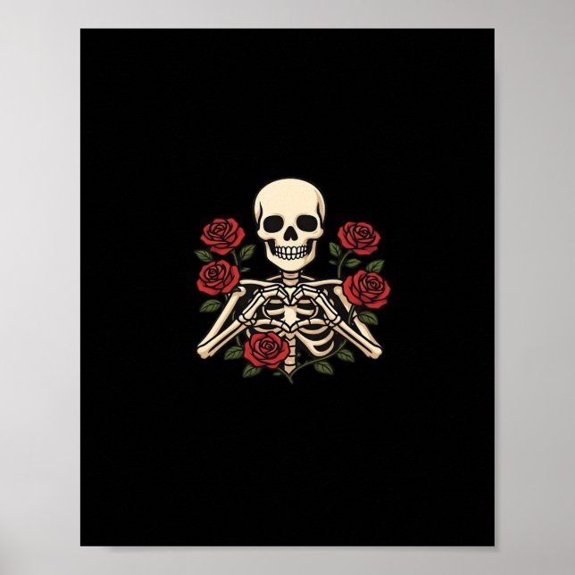 Skeleton Heart Hands With Red Roses – Romantic Got Poster (Front)