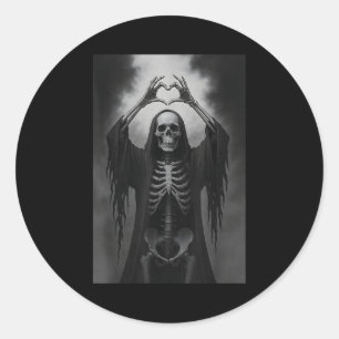 Skeleton Heart Hands Y Face Horror Ster Halloween Classic Round Sticker