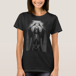 Skeleton Heart Hands Y Face Horror Ster Halloween  T-Shirt