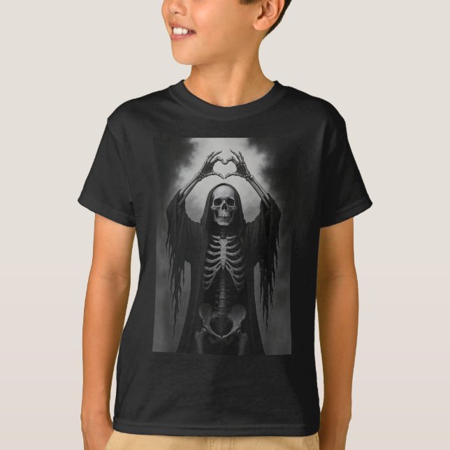 Skeleton Heart Hands Y Face Horror Ster Halloween  T-Shirt (Front)