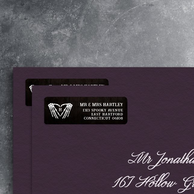 Skeleton Heart Monogram Goth Halloween Wedding (Creator Uploaded)
