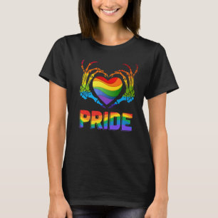 Skeleton Heart Pride Rainbow LGBTQ LGBT Gay Lesbia T-Shirt