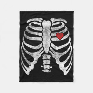 Skeleton Heart Rib Cage X-ray Adult Kids Fun Hallo Fleece Blanket