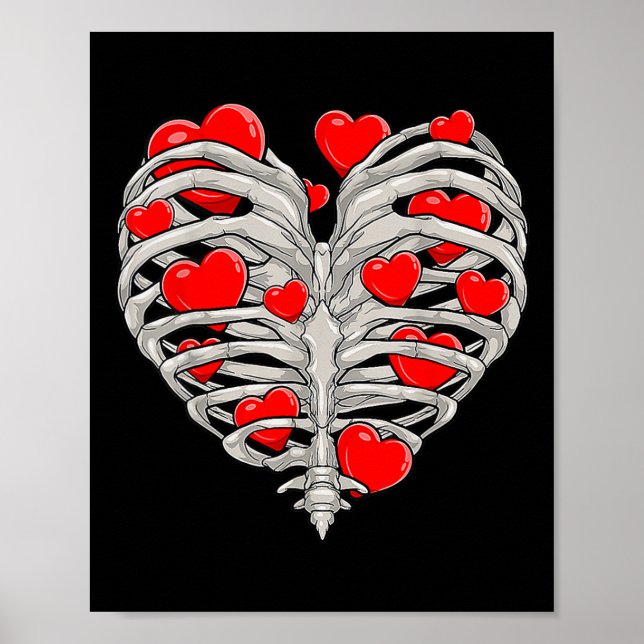 Skeleton Heart Rib Cage X Ray Adult Kids Funny Val Poster (Front)