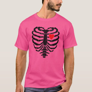 Skeleton Heart Rib Cage X Ray Adult Kids Hallowee T-Shirt
