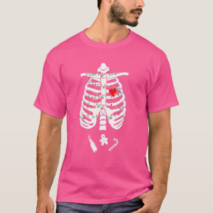 Skeleton Heart Rib Cage X Ray Gingerbread Christma T-Shirt