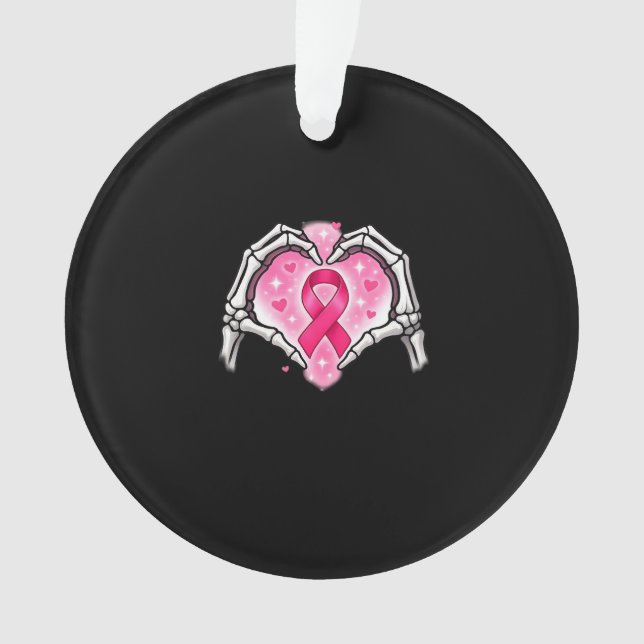 Skeleton Heart Ribbon Awareness Inspirational Desi Ornament (Front)