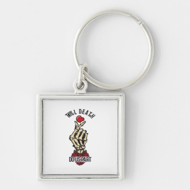 Skeleton Heart Till Death Do Us Part Key Ring (Front)