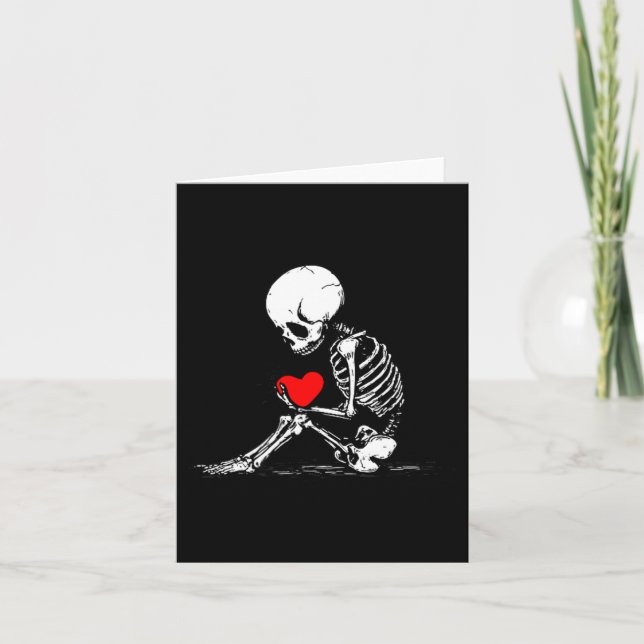 Skeleton Heart Valentines Emo Gothic Minimalist Ck Card (Front)