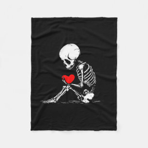 Skeleton Heart Valentines Emo Gothic Minimalist Ck Fleece Blanket