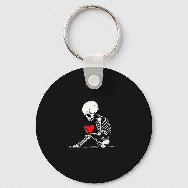 Skeleton Heart Valentines Emo Gothic Minimalist Ck Key Ring (Front)