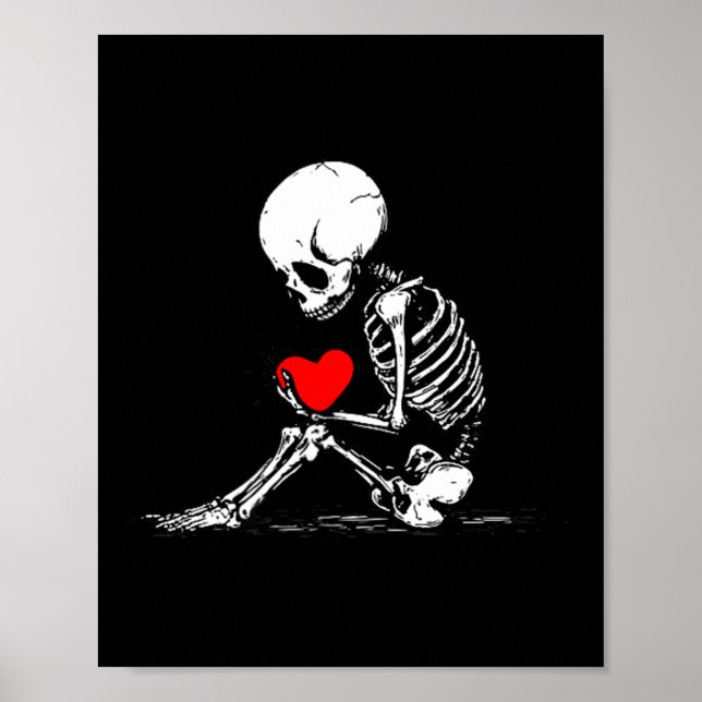 Skeleton Heart Valentines Emo Gothic Minimalist Ck Poster (Front)