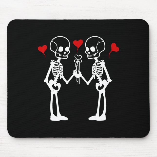 Skeleton Hearts Valentine Lovers Couples  Mouse Mat (Front)