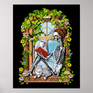 Skeleton Hippie Plants Poster
