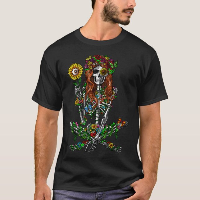 Skeleton Hippie T-Shirt (Front)