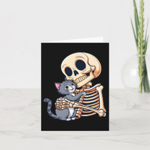 Skeleton Holding A Cat Cute Halloween Costume Skul Card