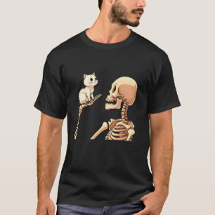 Skeleton Holding a Cat Funny Halloween Costume Sku T-Shirt