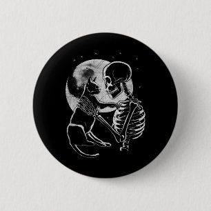 Skeleton Holding A Cat Funny Halloween Men Women G 6 Cm Round Badge