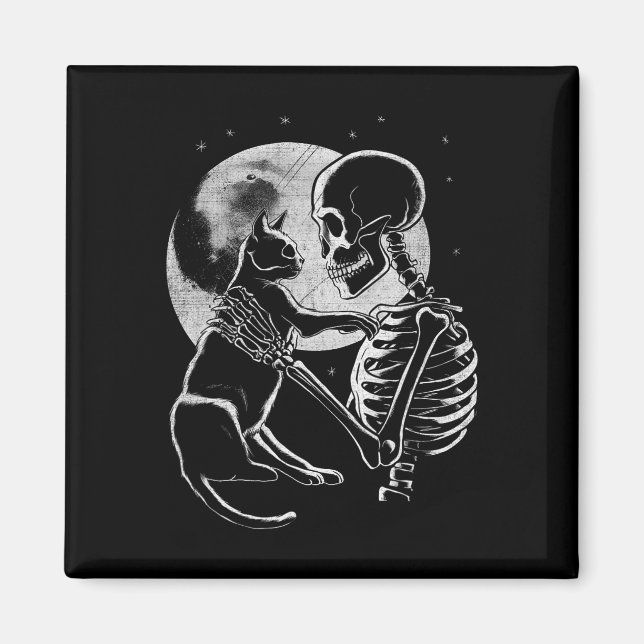 Skeleton Holding A Cat Funny Halloween Men Women G Magnet (Front)
