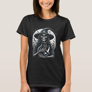 Skeleton Holding A Cat Halloween Costume Skull Cat T-Shirt
