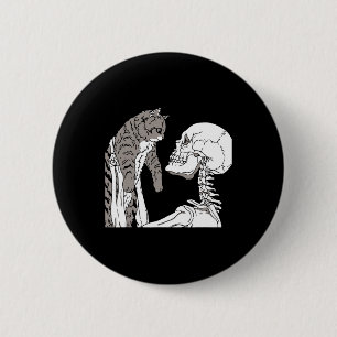 Skeleton Holding A Cat Lazy Halloween Costume Skul 6 Cm Round Badge