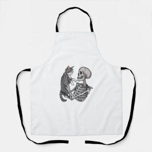 Skeleton Holding a Cat Lazy Halloween Costume Skul Apron