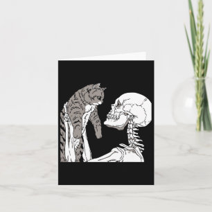 Skeleton Holding A Cat Lazy Halloween Costume Skul Card