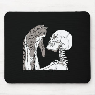 Skeleton Holding A Cat Lazy Halloween Costume Skul Mouse Mat