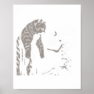 Skeleton Holding A Cat Lazy Halloween Costume Skul Poster