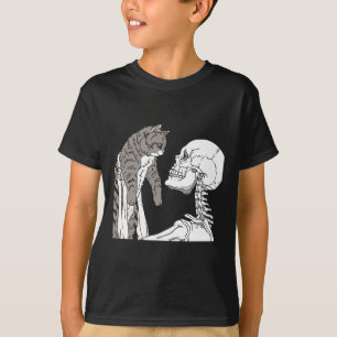 Skeleton Holding A Cat Lazy Halloween Costume Skul T-Shirt