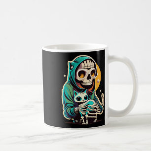 Skeleton Holding A Cat Shirt Lazy Halloween Costum Coffee Mug