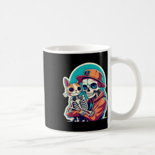 Skeleton Holding A Cat Shirt Lazy Halloween Costum Coffee Mug