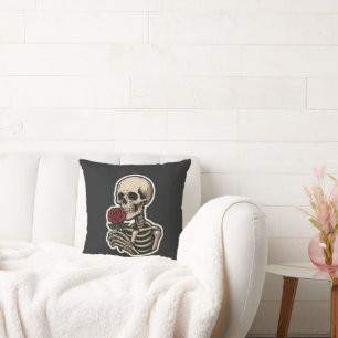 Skeleton Holding a Rose – Artistic Gothic Sticker Cushion
