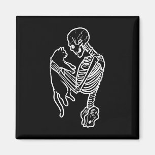 Skeleton Holding Cat Funny Halloween Costume Men W Magnet