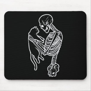 Skeleton Holding Cat Funny Halloween Costume Men W Mouse Mat