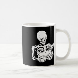 Skeleton Holding Cat Funny Halloween Skull Sphynx  Coffee Mug