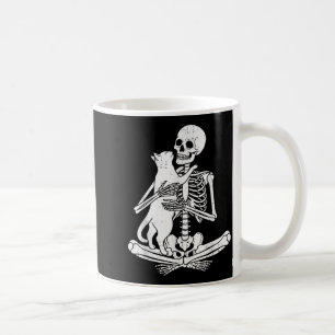 Skeleton Holding Cat Funny Soky Halloween Meow Kit Coffee Mug