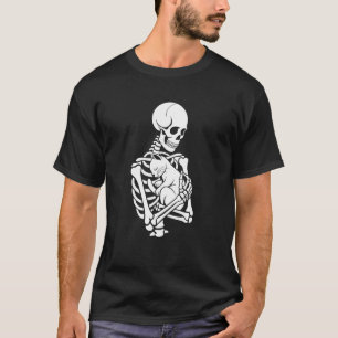 Skeleton Holding cat Halloween Cat Lover Cat Dad M T-Shirt