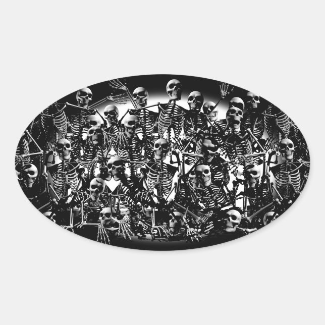 Skeleton Horde Oval Sticker (Front)