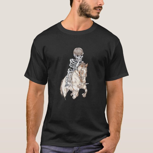 Skeleton Horse Racing Shirt Equestrian Halloween T (Front)
