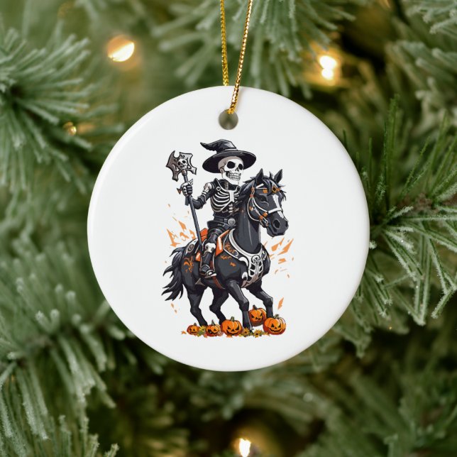 Skeleton Horse Rider Ceramic Tree Decoration (Tree)