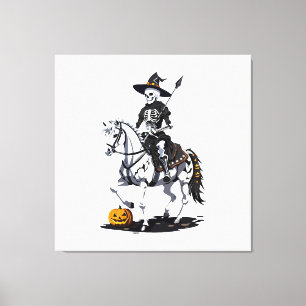 Skeleton Horse Rider - Halloween Skeleton Canvas Print