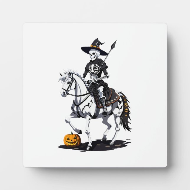Skeleton Horse Rider - Halloween Skeleton Plaque (Front)