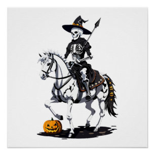 Skeleton Horse Rider - Halloween Skeleton Poster