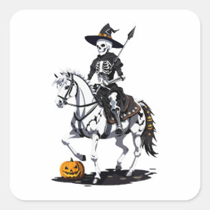 Skeleton Horse Rider - Halloween Skeleton Square Sticker