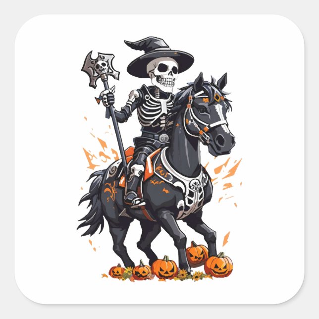 Skeleton Horse Rider Square Sticker (Front)