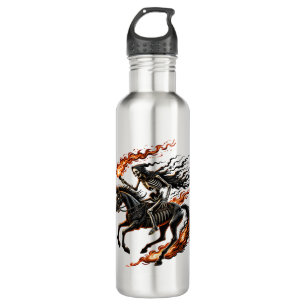 Skeleton Horseman Riding Flaming Horse 710 Ml Water Bottle