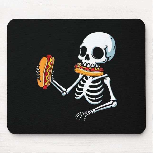 Skeleton Hot Dog Halloween Mouse Mat (Front)