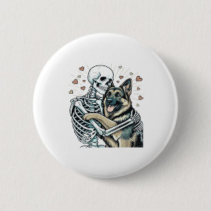 Skeleton Hugging a German Shepherd � Unique Gothic 6 Cm Round Badge