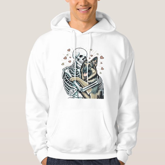 Skeleton Hugging a German Shepherd � Unique Gothic Hoodie (Front)